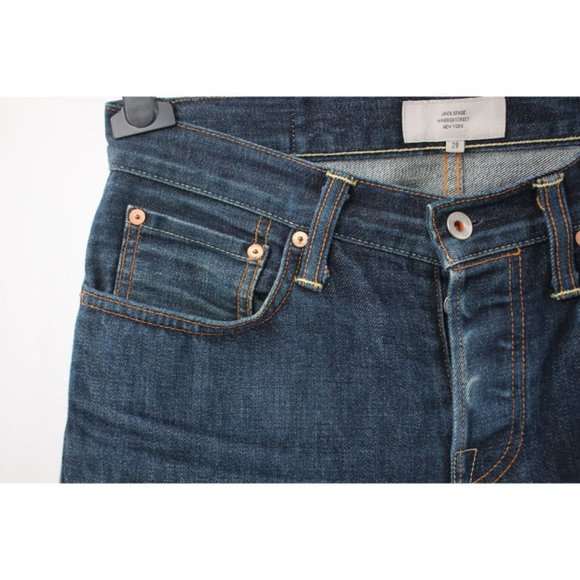 Jack Spade Mens 29 W31 Slim Straight Selvedge Denim Jeans White Oak Button Fly - Picture 3 of 13